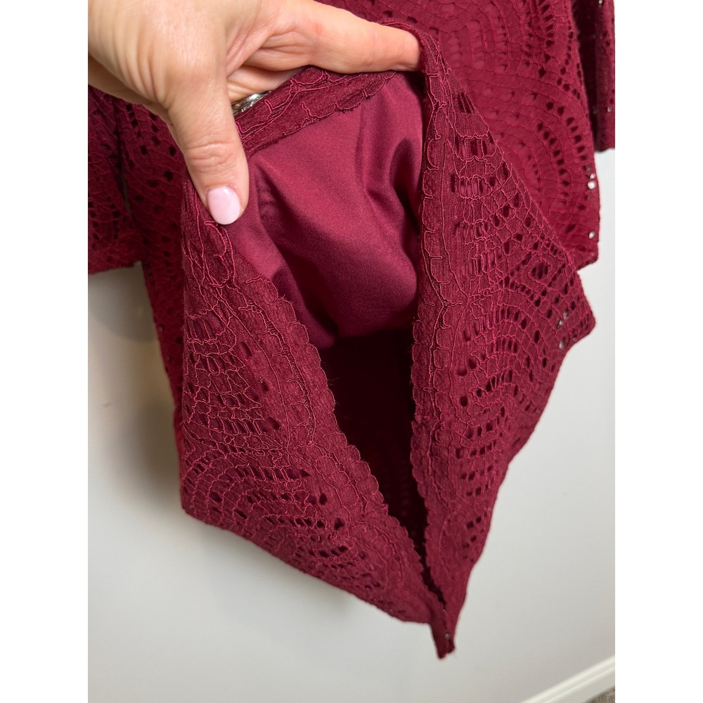 J. Crew‎ Factory 2 Lace Overlay Shift Dress Burgundy Red Romantic Church Modest - Picture 7 of 12